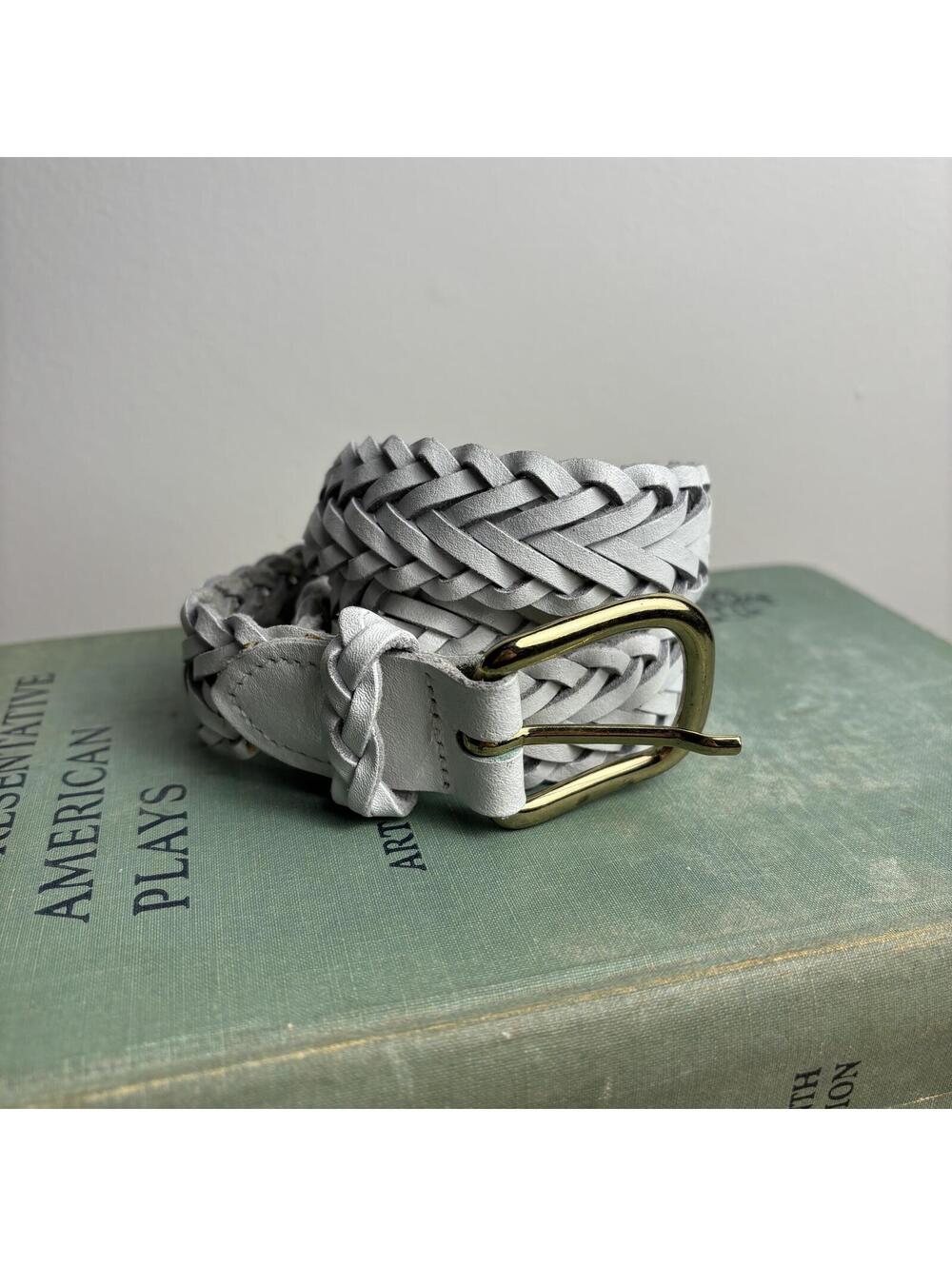 White Braided Leather Belt